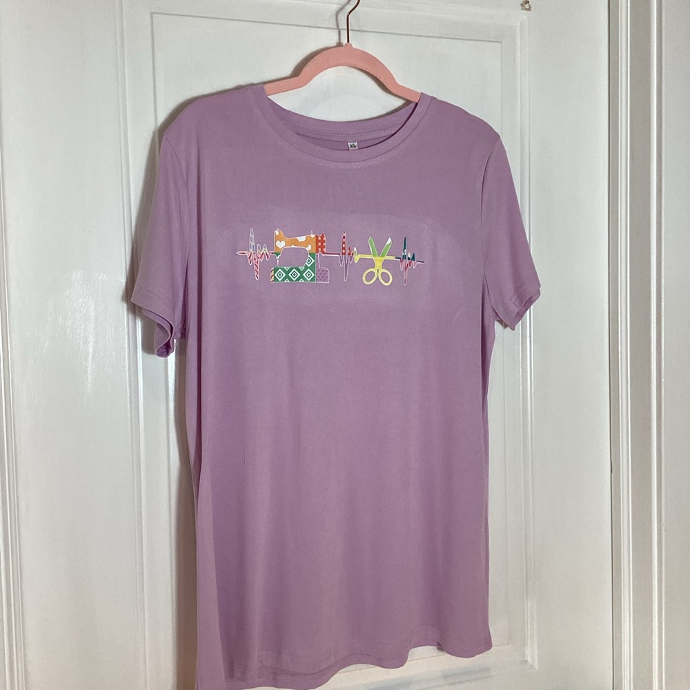 Boutique: Sewing themed Lavender women’s Graphic T-Shirt